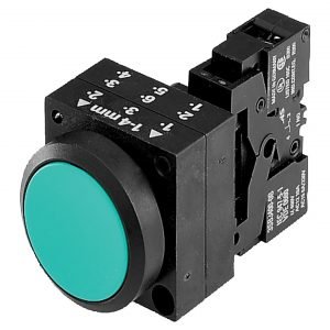 Pulsador IP66 azul 1NA completo plástico rasante