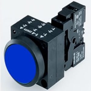 Pulsador luminoso 230VCA 1NA azul IP66 rasante