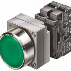 Pulsador metálico completo IP67 1NA verde rasante