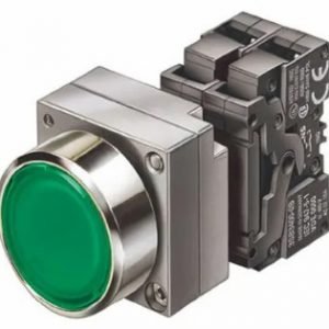 Pulsador luminoso metal IP67 24V 1NA verde completo