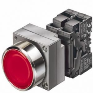 Pulsador luminoso metálico IP67 24VCA NC rojo