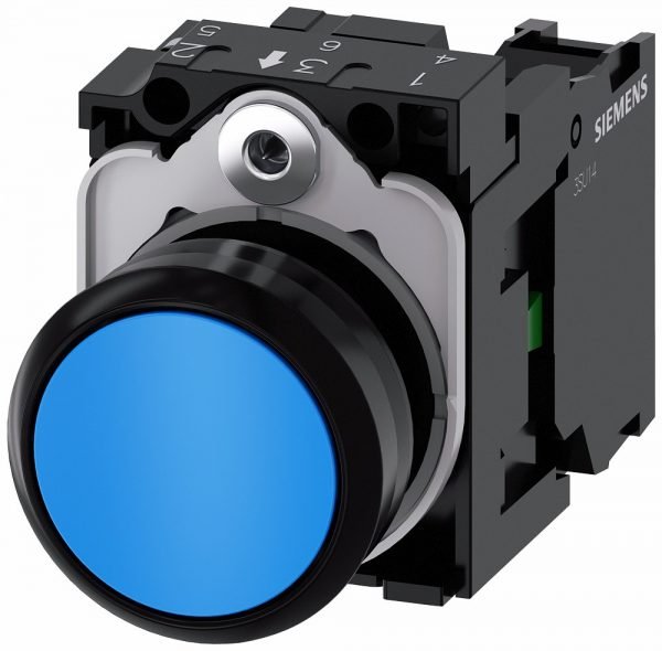 Pulsador Rasante SIRIUS ACT  Plastico IP69K   AZUL  Completo