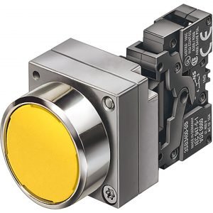 Pulsador IP67 metálico azul completo 1NA rasante
