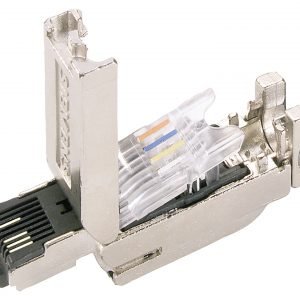 Conector RJ45 macho 180° 2x2 10/100Mbit/s con caja metálica
