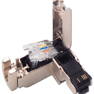Conector RJ45 macho acodado 2x2 10/100 Mbits/s