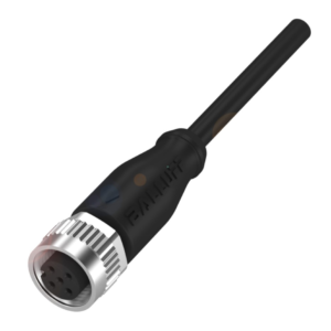Conector M12x1,  hembra, recto, 5 pines, codificación A ,número de conductores 4, cable  PUR negro, 20 m.