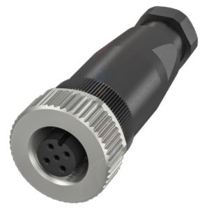 Conector  M12x1 , hembra , recto, 5 pines ,codificación A , numero de contactos conectables 4 , diámetro del cable D.