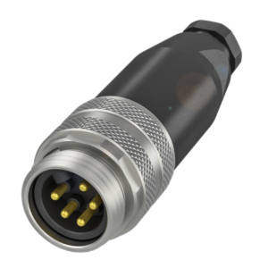 Conector  7/8"- , 16 UN , macho , recto, 5 pines conectables . Para conexión cable diámetro   6 a 8 mm. Tensión de servi