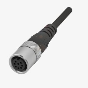 Conector M16 recto, 8 polos, cable PUR blindado 5m. Tensión 60 VDC/VAC, grado IP67/IP69K y apto para cadenas de arrastre