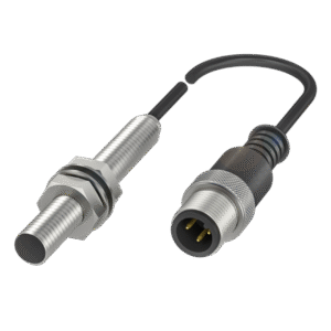Sensor Inductivo  M08x1 , rango 4 mm , cable con conector, M12x1 , macho, 3 pines, 0,3 m ,  PUR , 10...30 VCC.