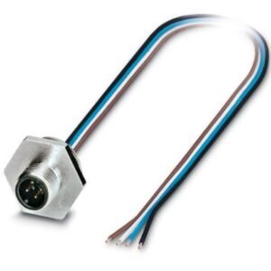 Conector enchufable de montaje incorporado para sensores/actuadores, 8 polos, M12, codificado A, montaje en pared delant