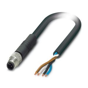 Cable para sensores/actuadores, 4-polos, PUR, negro RAL 9005, Conector macho recto M5, codificado A, a extremo de cable
