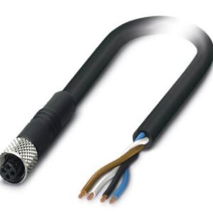 Cable para sensores/actuadores, 4-polos, PUR, negro RAL 9005, extremo de cable libre, a Hembra de conexión recto M5, cod
