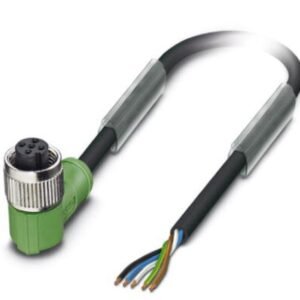 Cable para sensores/actuadores, 5-polos, PUR sin halógenos, negro grisáceo RAL 7021, extremo de cable libre, a Hembra de