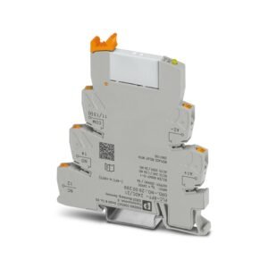 PLC-INTERFACE, consta de un borne de base PLC-BPT.../21 con conexión Push-in y relé miniatura enchufable con contacto de