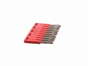 Puente de 10 elementos para borne de paso a resorte para conductor de 2,5mm² color rojo