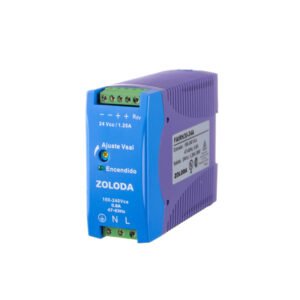 Fuente conmutada monofásica, uso industrial, riel DIN, entrada 100-240VCA, salida 24VCC, 1, 25A,30W, conexión tornillo