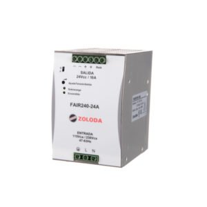 Fuente conmutada monofásica uso industrial, riel DIN, entrada 115/230VCA, salida 24VCC, 10A, 240W, conexión tornillo
