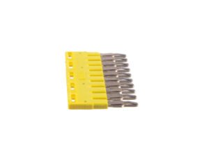 Puente de 10 elementos para borne de paso a resorte para conductor de 4mm² color amarillo