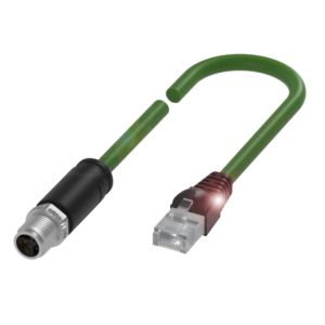 Cable de alta velocidad CAT 6A para EtherNet/IP con conectores M12-X (8 polos) a RJ45. Su construcción en PUR blindado v
