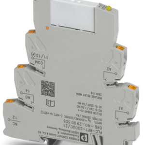 PLC-INTERFACE, consta de un borne de base PLC-BPT.../21 con conexión Push-in y relé miniatura enchufable con contacto de